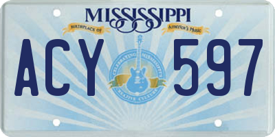 MS license plate ACY597