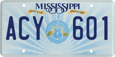 MS license plate ACY601