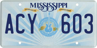 MS license plate ACY603
