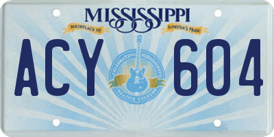 MS license plate ACY604