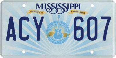 MS license plate ACY607