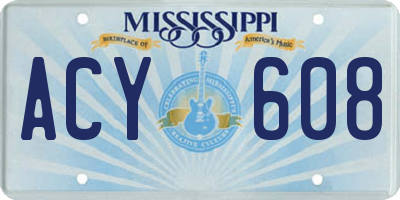 MS license plate ACY608