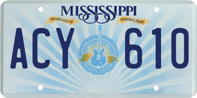 MS license plate ACY610