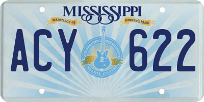 MS license plate ACY622