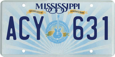 MS license plate ACY631
