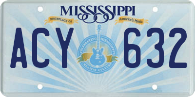 MS license plate ACY632