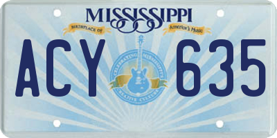 MS license plate ACY635