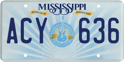 MS license plate ACY636