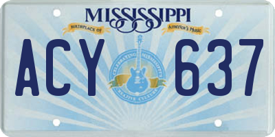 MS license plate ACY637