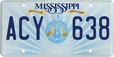 MS license plate ACY638