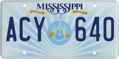 MS license plate ACY640