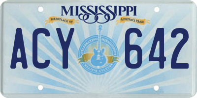 MS license plate ACY642