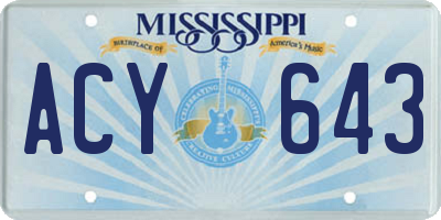 MS license plate ACY643