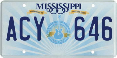 MS license plate ACY646