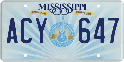 MS license plate ACY647