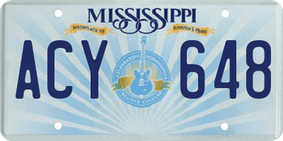MS license plate ACY648