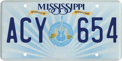 MS license plate ACY654