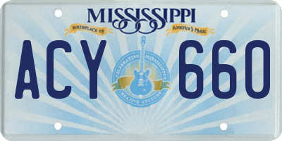 MS license plate ACY660