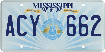 MS license plate ACY662