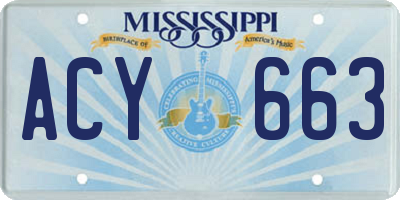 MS license plate ACY663