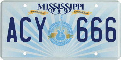 MS license plate ACY666