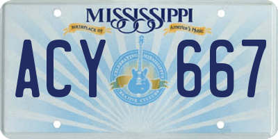 MS license plate ACY667