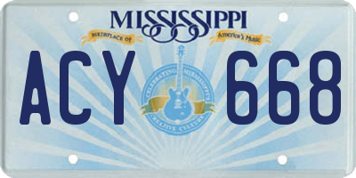 MS license plate ACY668