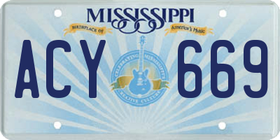 MS license plate ACY669