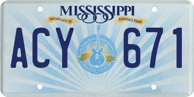 MS license plate ACY671