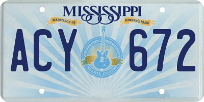 MS license plate ACY672
