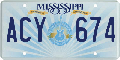 MS license plate ACY674