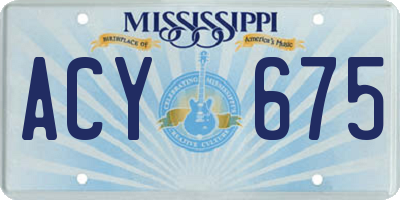 MS license plate ACY675