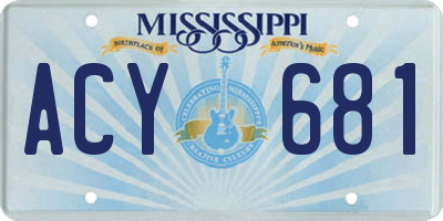 MS license plate ACY681