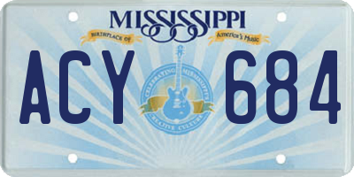 MS license plate ACY684