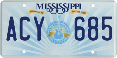 MS license plate ACY685