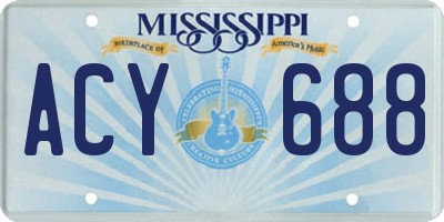 MS license plate ACY688