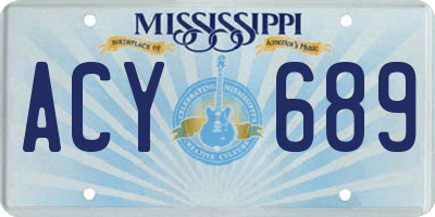 MS license plate ACY689
