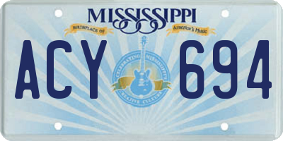 MS license plate ACY694