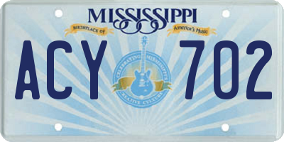 MS license plate ACY702