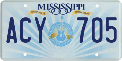 MS license plate ACY705
