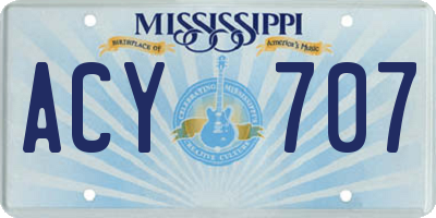 MS license plate ACY707