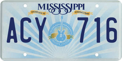 MS license plate ACY716