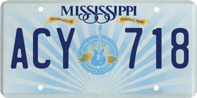MS license plate ACY718