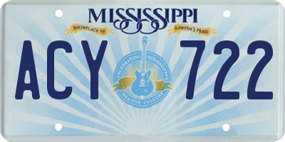 MS license plate ACY722