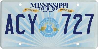 MS license plate ACY727