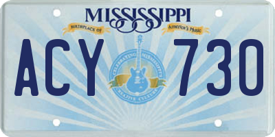 MS license plate ACY730