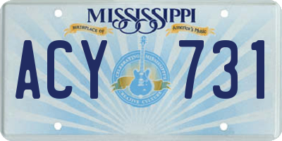 MS license plate ACY731