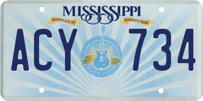 MS license plate ACY734