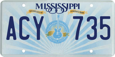 MS license plate ACY735