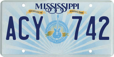 MS license plate ACY742